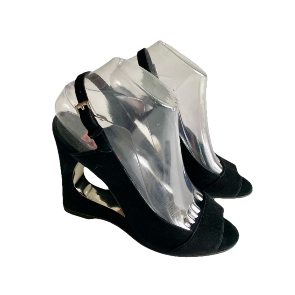 Michael Kors Black Suede Genuine Leather Heeled Sandals size 7